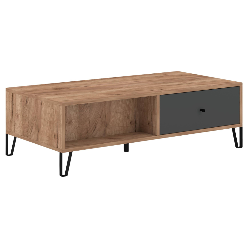 Couchtisch BILBAO Eiche Tabak Nachbildung anthrazit B/H/T: ca. 120x37x60 cm