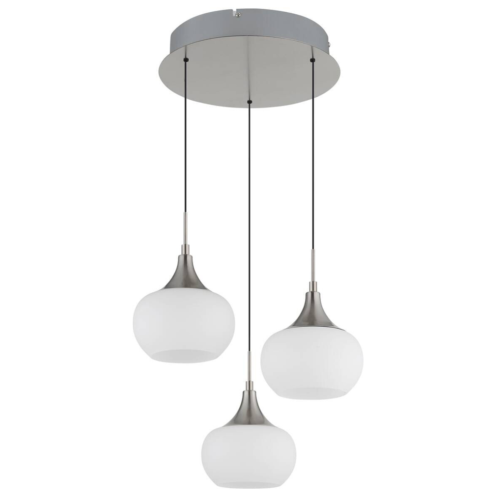 GLOBO LED-Pendelleuchte Opal nickel Metall Glas H/T: ca. 150x37 cm 1 Brennstellen
