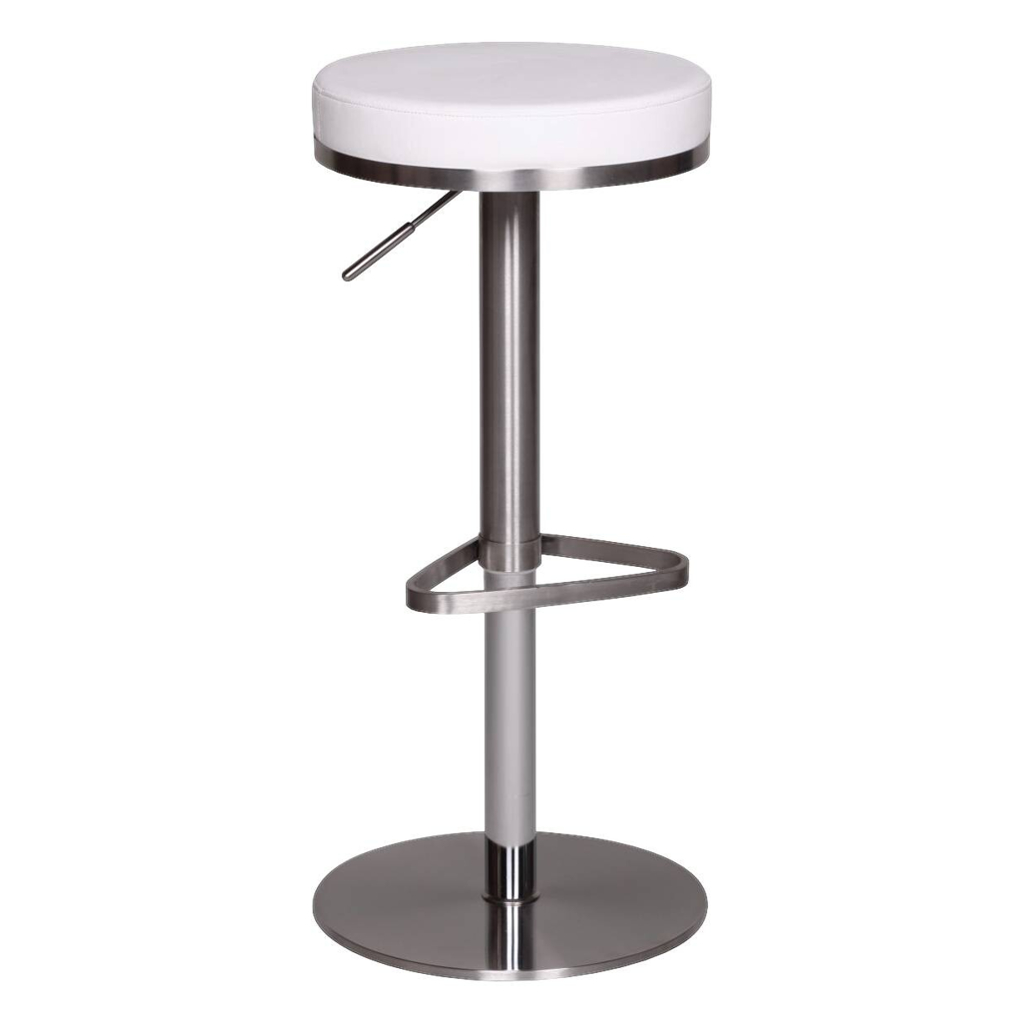 Barhocker weiß Edelstahl Kunstleder Edelstahl
