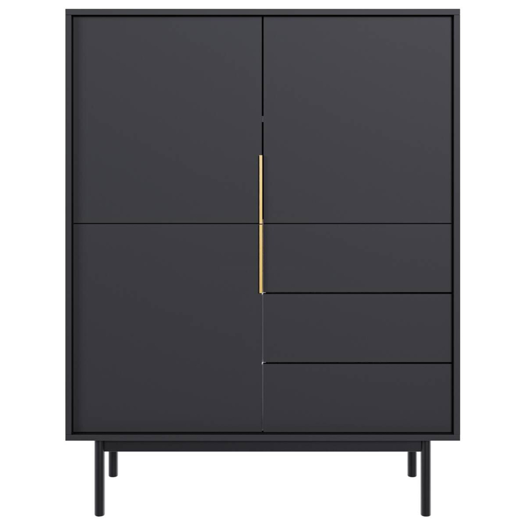Highboard VIVA schwarz B/H/T: ca. 104x139,5x39 cm