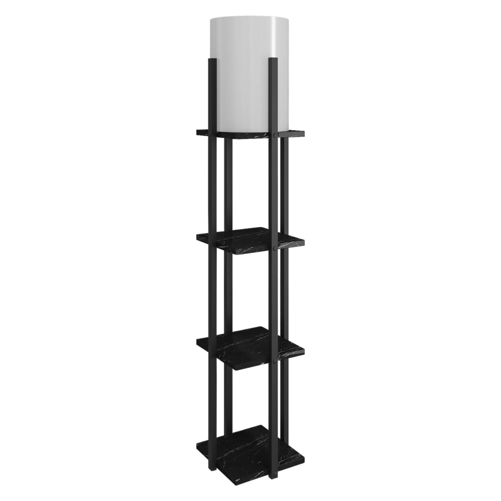 Opviq Stehlampe Nora schwarz MDF Stoff B/H/T/L/D: ca. 21x135x21x21x21 cm E27 1 Brennstellen