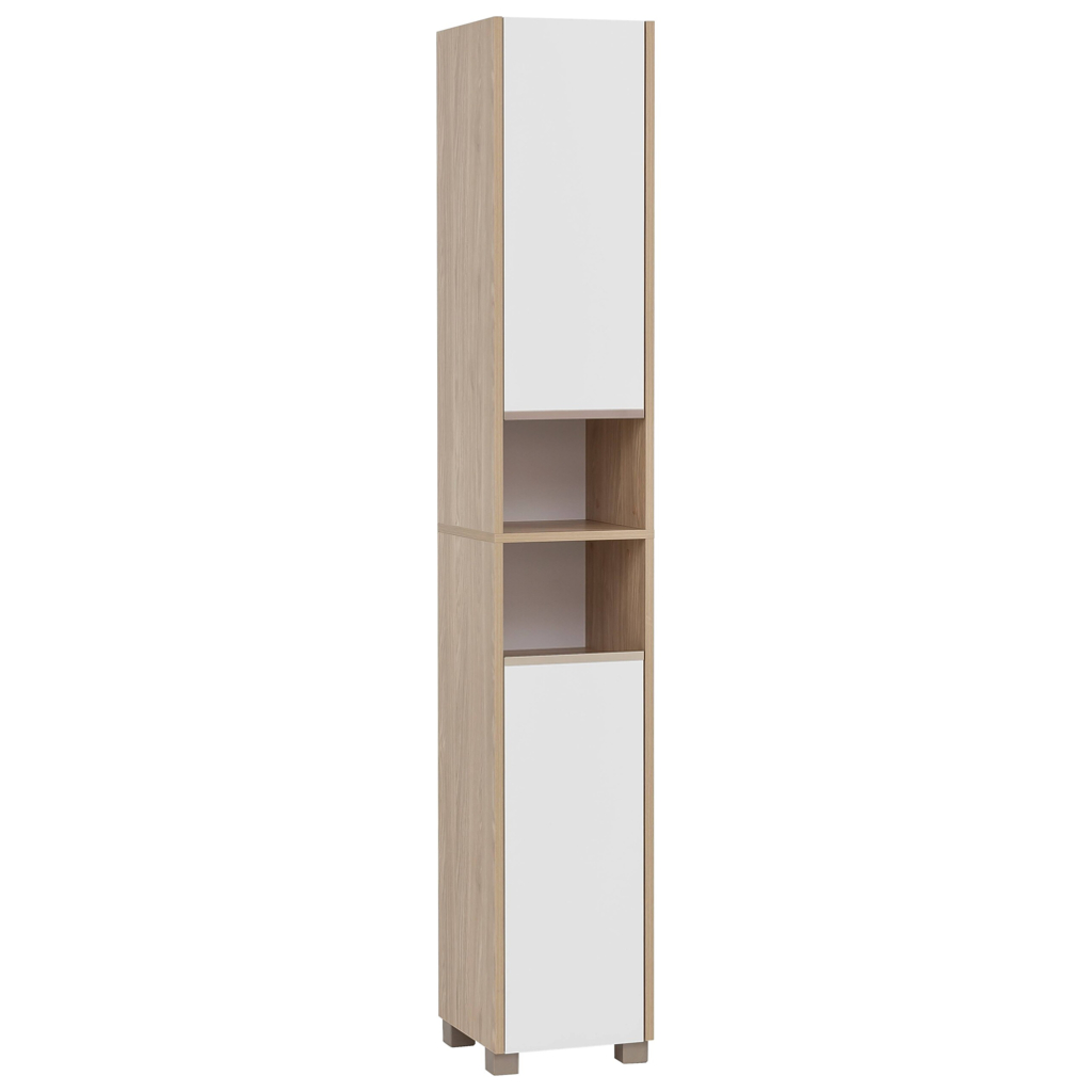 Hochschrank Juba Eiche hell Nachbildung weiß B/H/T: ca. 30,3x186,5x33,1 cm