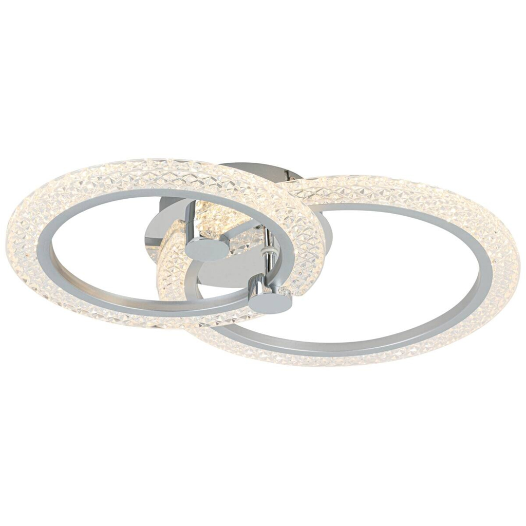 Nolo LED Deckenleuchte Maren Chrom Aluminium Kunststoff Metall B/H/L: ca. 34x8,5x50 cm 2 Brennstellen