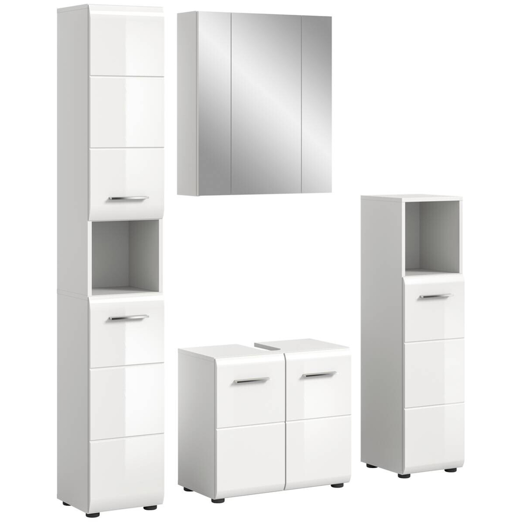Badezimmer-Set Ice weiß weiß Hochglanz B/H/T: ca. 150x185x30 cm