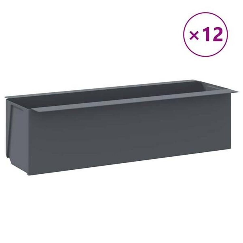 vidaXL Pflanzkasten grau Kunststoff B/H/L: ca. 14x9,5x36 cm