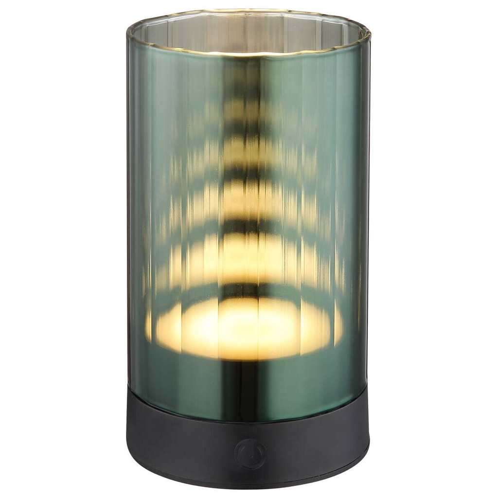 GLOBO LED-Tischleuchte grün schwarz Glas H/D: ca. 14x8 cm