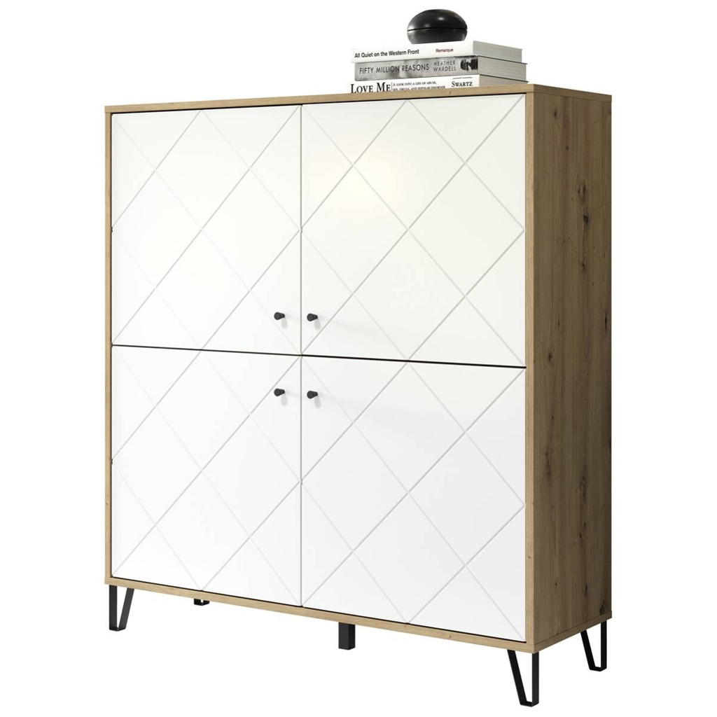 Highboard Touch Eiche Artisan Nachbildung weiß matt B/H/T: ca. 123x136x40 cm