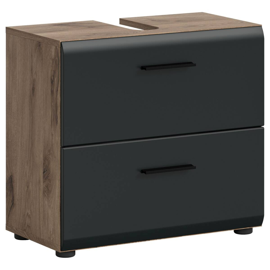 Waschbeckenunterschrank Ice Nox Oak Nachbildung schwarz matt B/H/T: ca. 60x54x60 cm