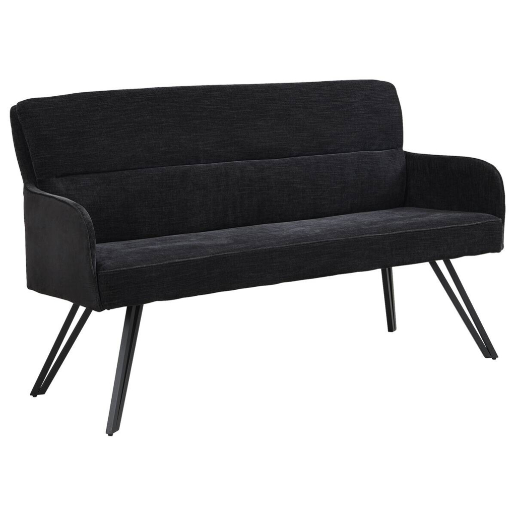 Sitzbank TINO schwarz Metall Microfaser B/H/T: ca. 140x94x67 cm