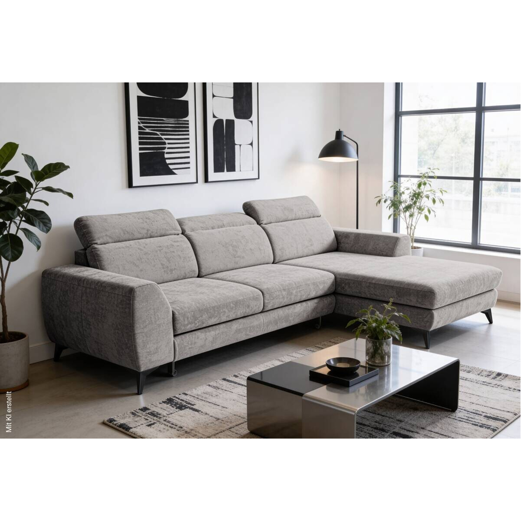 Ecksofa mit Bettfunktion und Bettkasten Cappuccino Microfaser B/T: ca. 264x191 cm