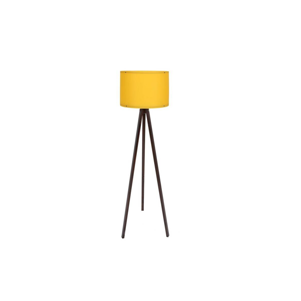 Opviq Stehlampe gelb nussbaum MDF Polypropylen B/H/L: ca. 38x145x38 cm E27 1 Brennstellen