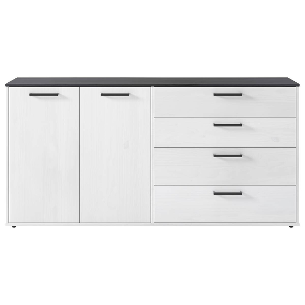 Sideboard Smart 1 Massivholz kiefer weiß schwarz B/H/T: ca. 180x89x40 cm