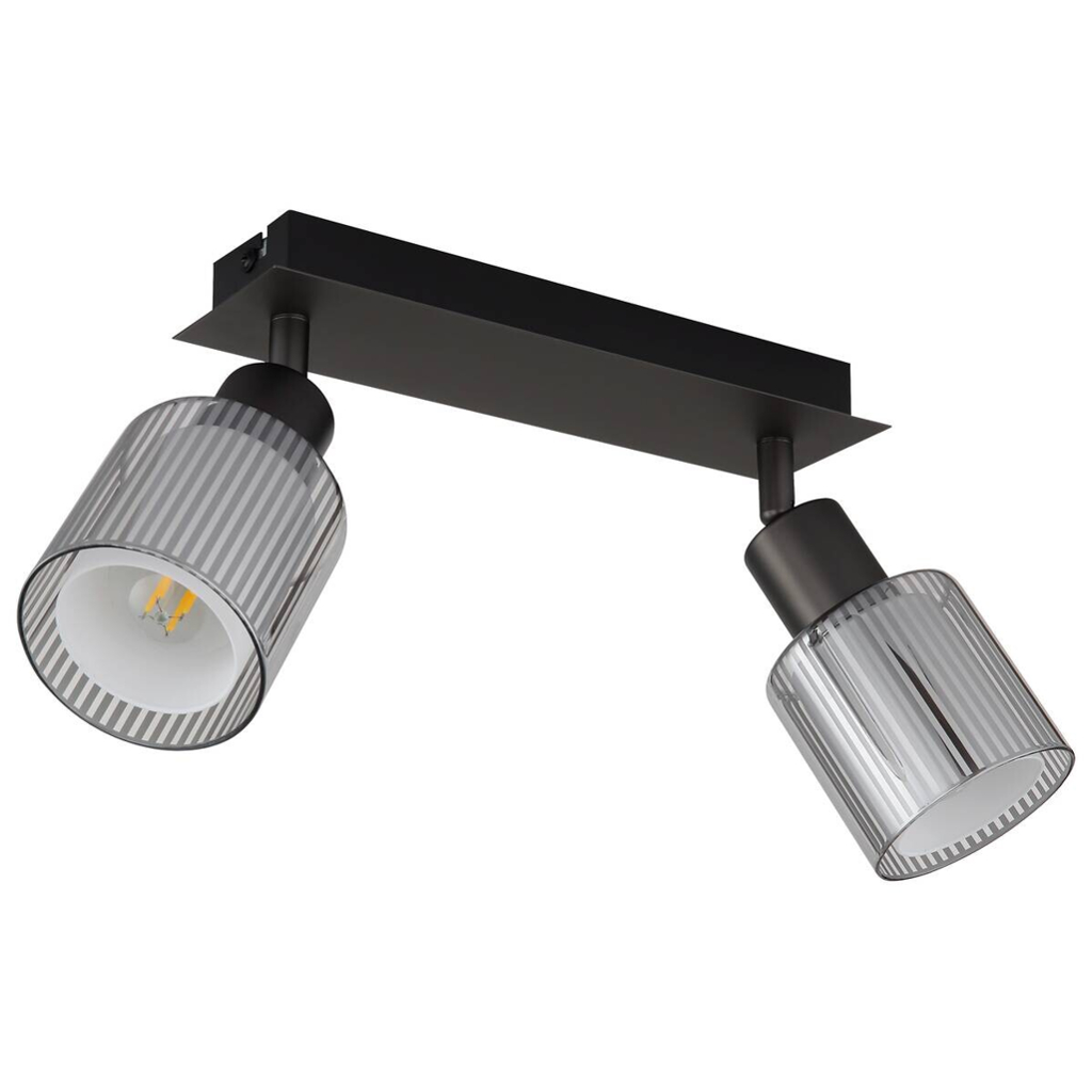 GLOBO Strahler schwarz Chrom Metall Glas B/H/L: ca. 10x30x13 cm E14 2 Brennstellen