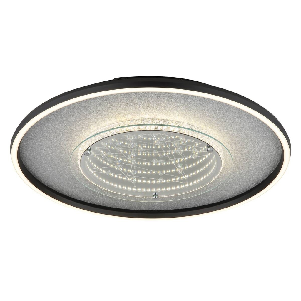 GLOBO Deckenleuchte schwarz silber klar Glas Aluminium Kunststoff H/D: ca. 6,8x51,5 cm 1 Brennstellen
