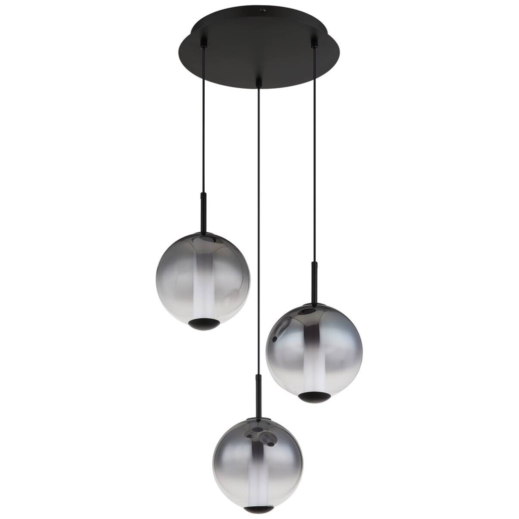 GLOBO Pendelleuchte mattschwarz Rauch Opal Glas Metall H/D: ca. 120x38 cm 1 Brennstellen