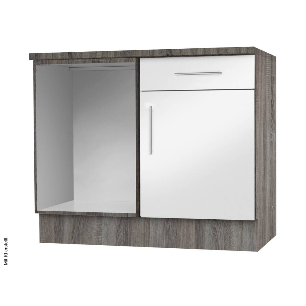 Eckunterschrank weiß Hochglanz B/H/T: ca. 110x82x57 cm