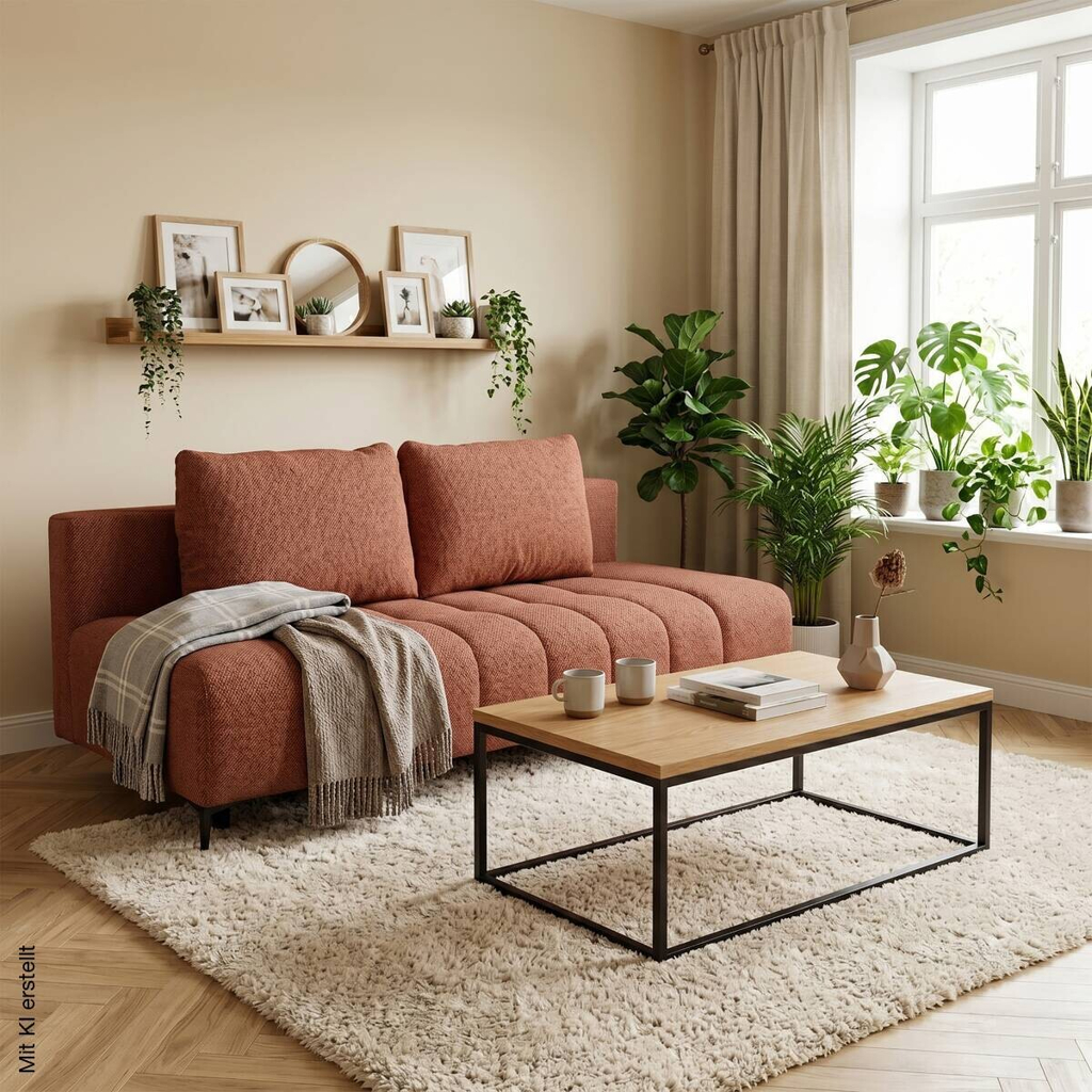 Schlafsofa Alicante terracotta Webstoff B/H/T: ca. 195x88x95 cm