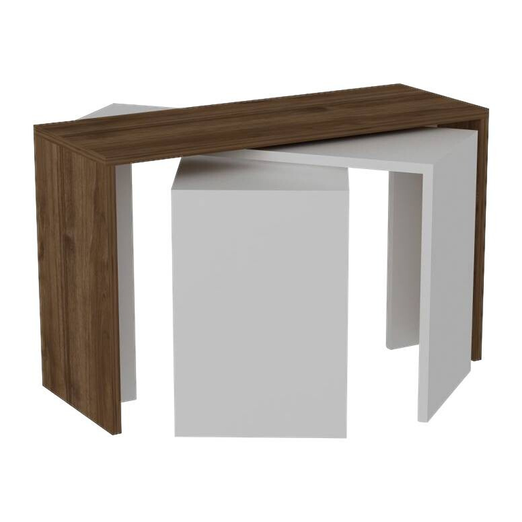 Beistelltisch 3er-Set. Cango weiß walnuss Nachbildung Spanplatte B/H/T: ca. 80x45x30 cm