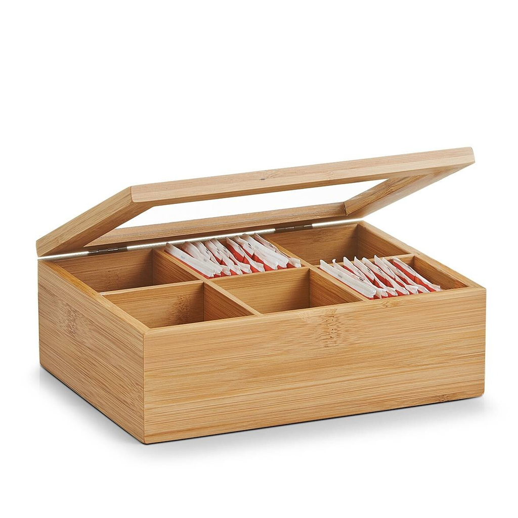Zeller Teebeutelbox natur Bambus B/H/L: ca. 16x7,5x22 cm