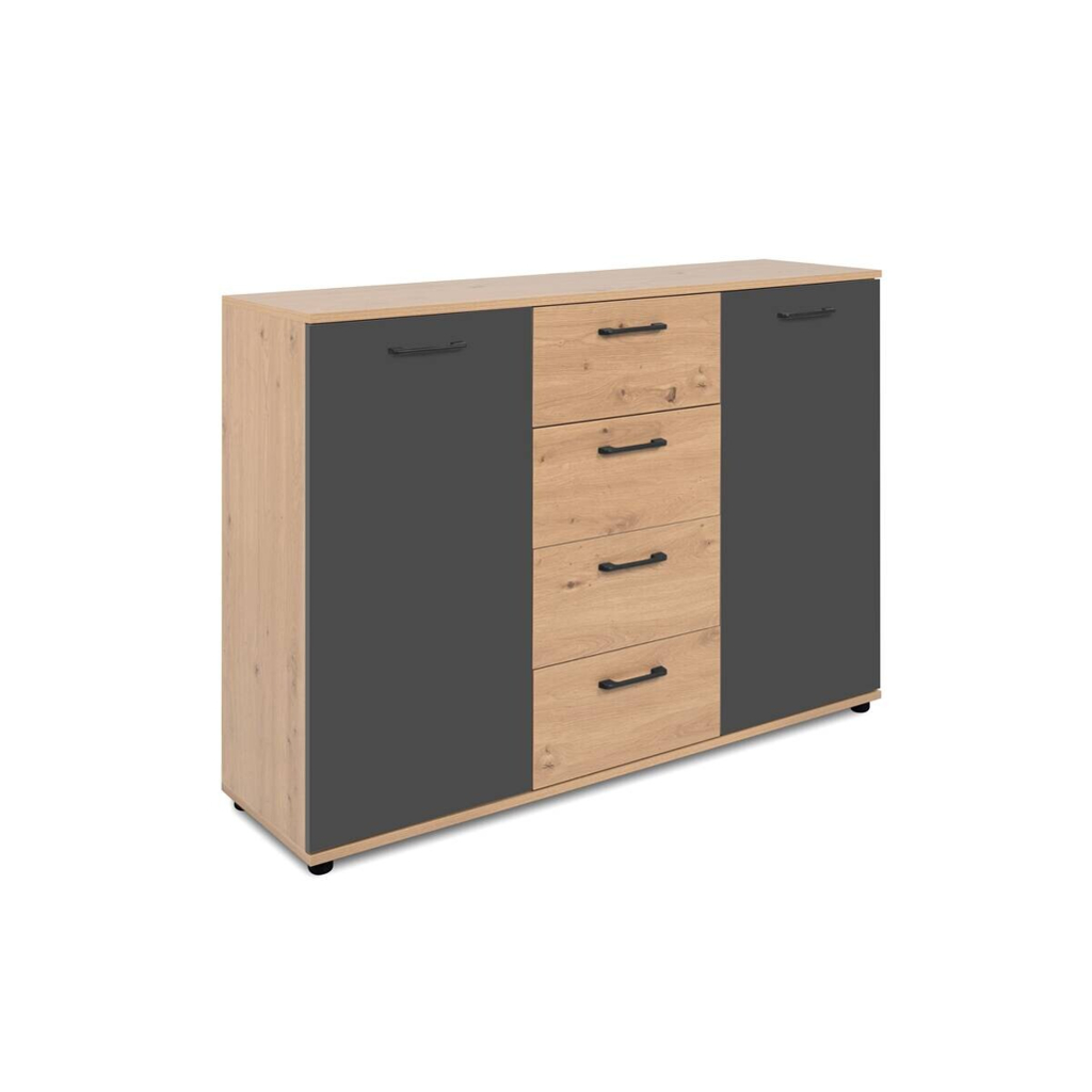 Kommode Kerry  01C Eiche Artisan Nachbildung anthrazit B/H/T: ca. 120x85x35 cm