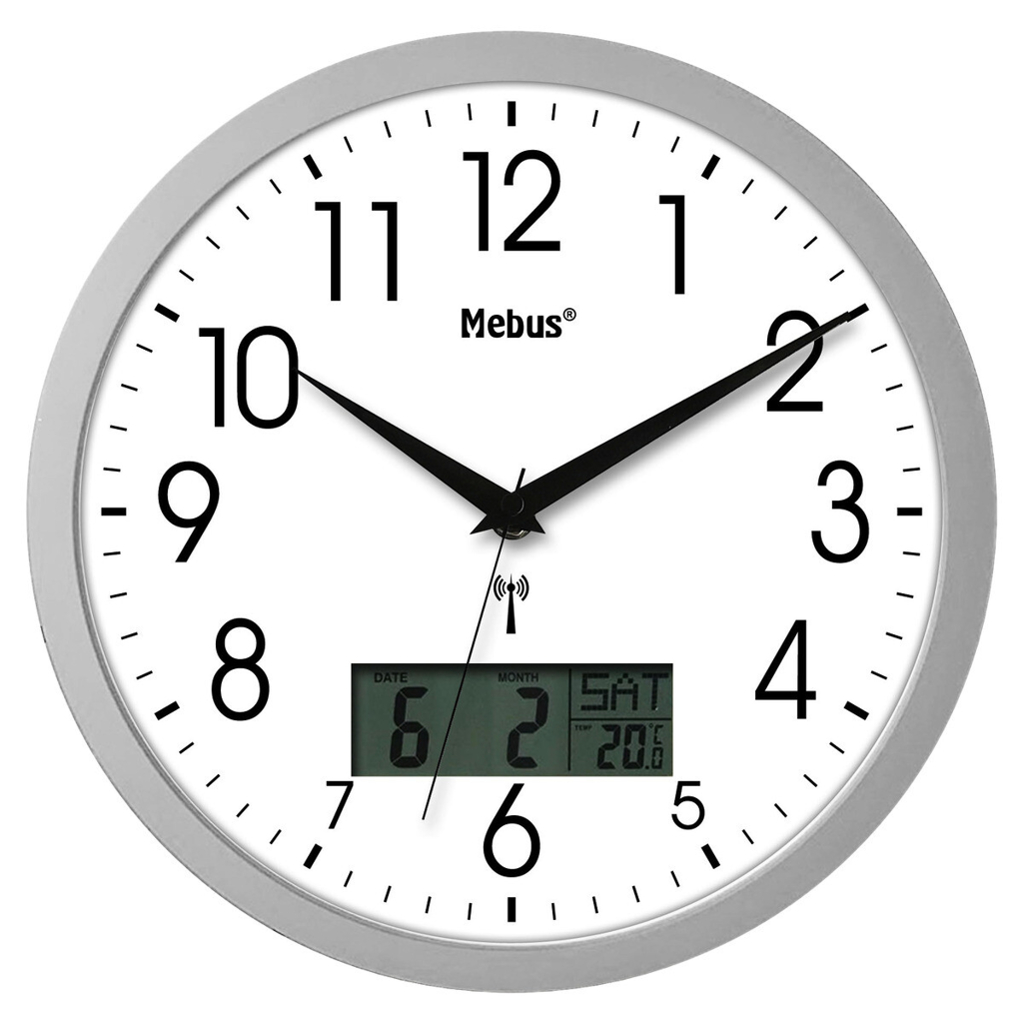 Mebus Wanduhr silber B/H/L/D: ca. 4,5x30x30x30 cm