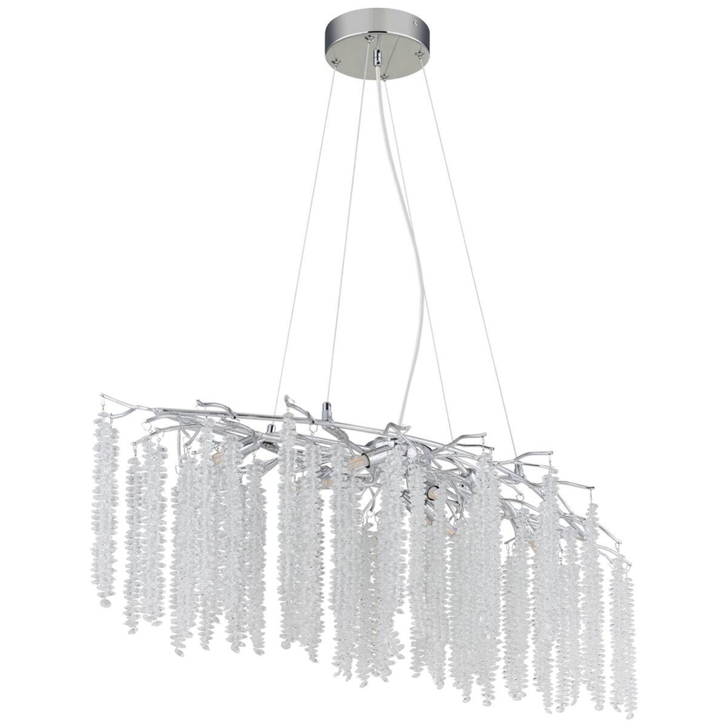 GLOBO Luster klar Chrom Kunststoff Metall B/H/L: ca. 50x25,5x110 cm G9 9 Brennstellen