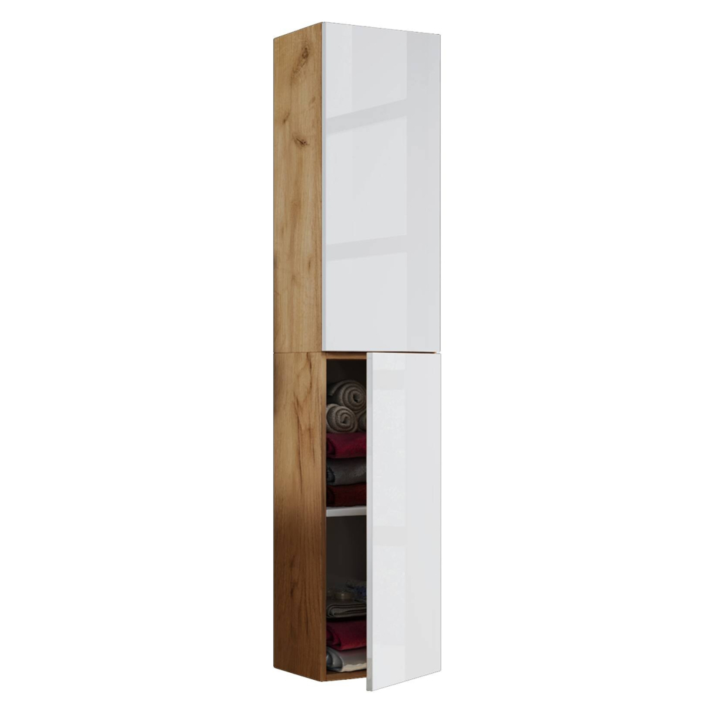 Hochschrank Lendas Eiche Honig Nachbildung weiß B/H/T: ca. 33x150x22 cm