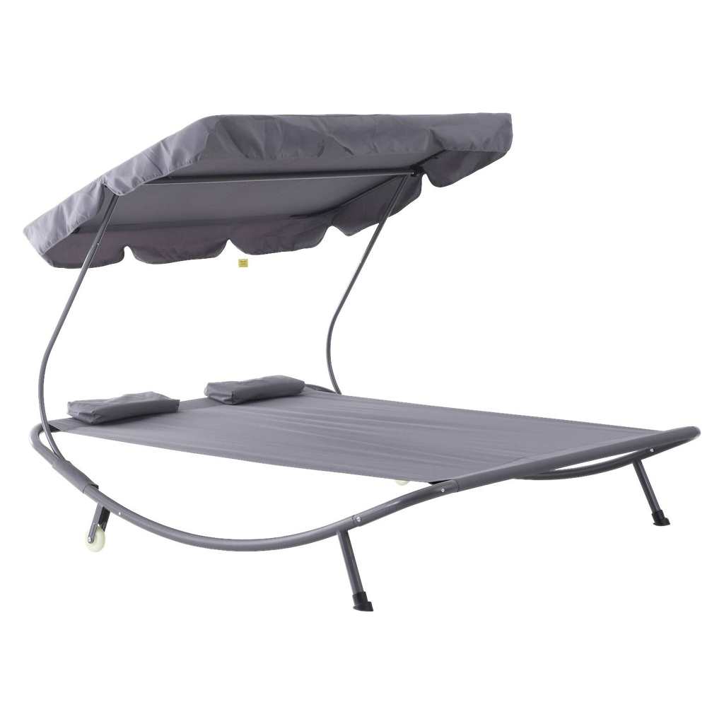 Outsunny Doppelliege grau Stahl B/H/L: ca. 170x134x200 cm
