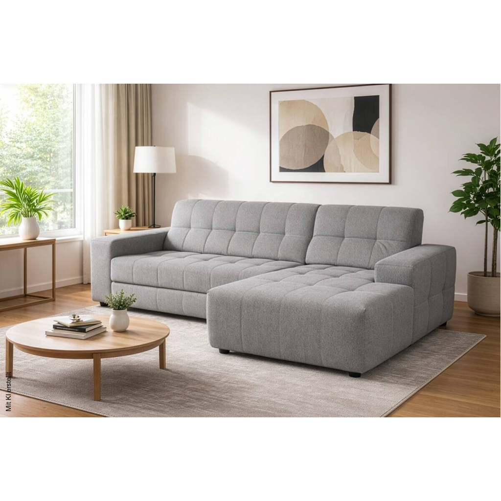 Ecksofa mit Bettfunktion grau Flachgewebe B/H/T: ca. 267x93x163 cm
