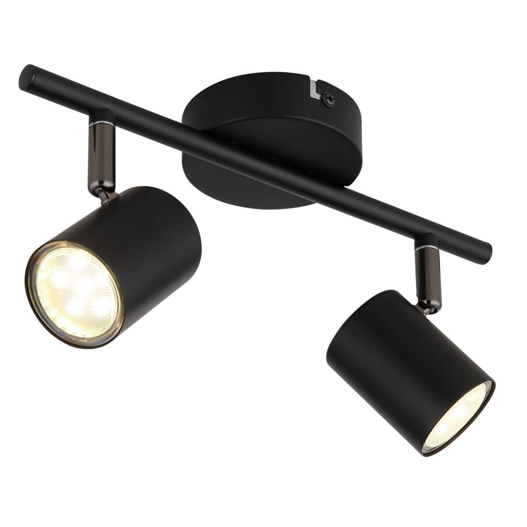 GLOBO Spot schwarz Metall B/H/T: ca. 9x13,2x28,4 cm GU10 2 Brennstellen