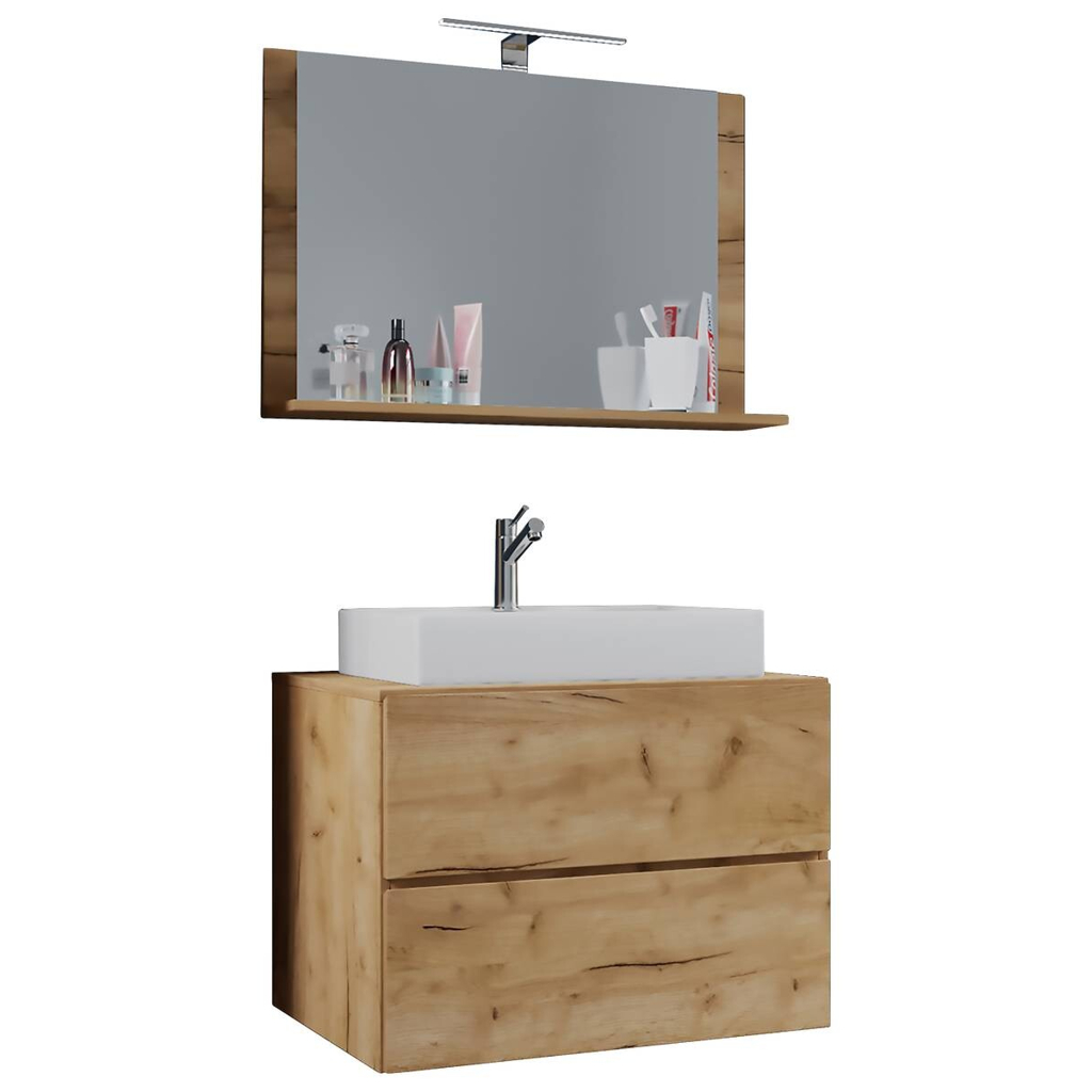 Waschplatz 3tlg-Lendas weiß Eiche Honig Nachbildung B/H/T: ca. 80x52x52 cm