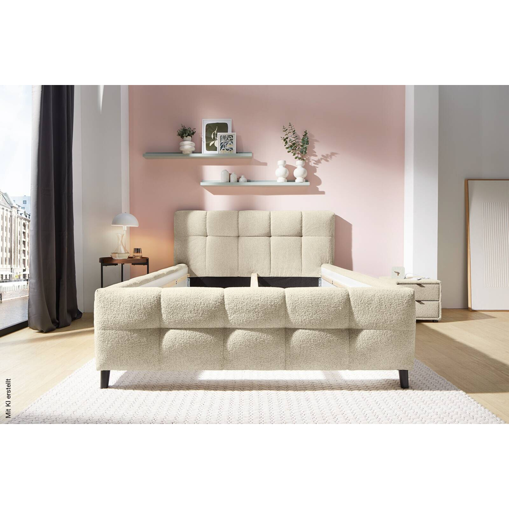 Polsterbettgestell beige Polyester Liegefläche B/L: ca. 140x200 cm