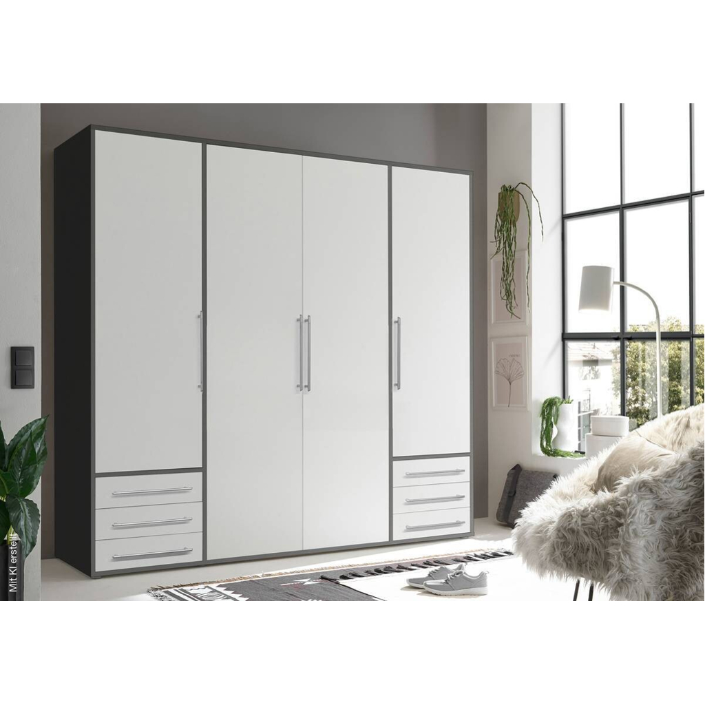 Kleiderschrank Lyss Graphit weiß B/H/T: ca. 205x194x58 cm