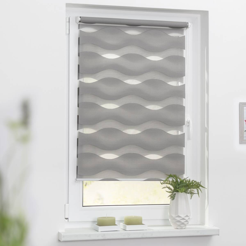 LICHTBLICK Doppelrollo Duo Welle grau B/L: ca. 90x150 cm