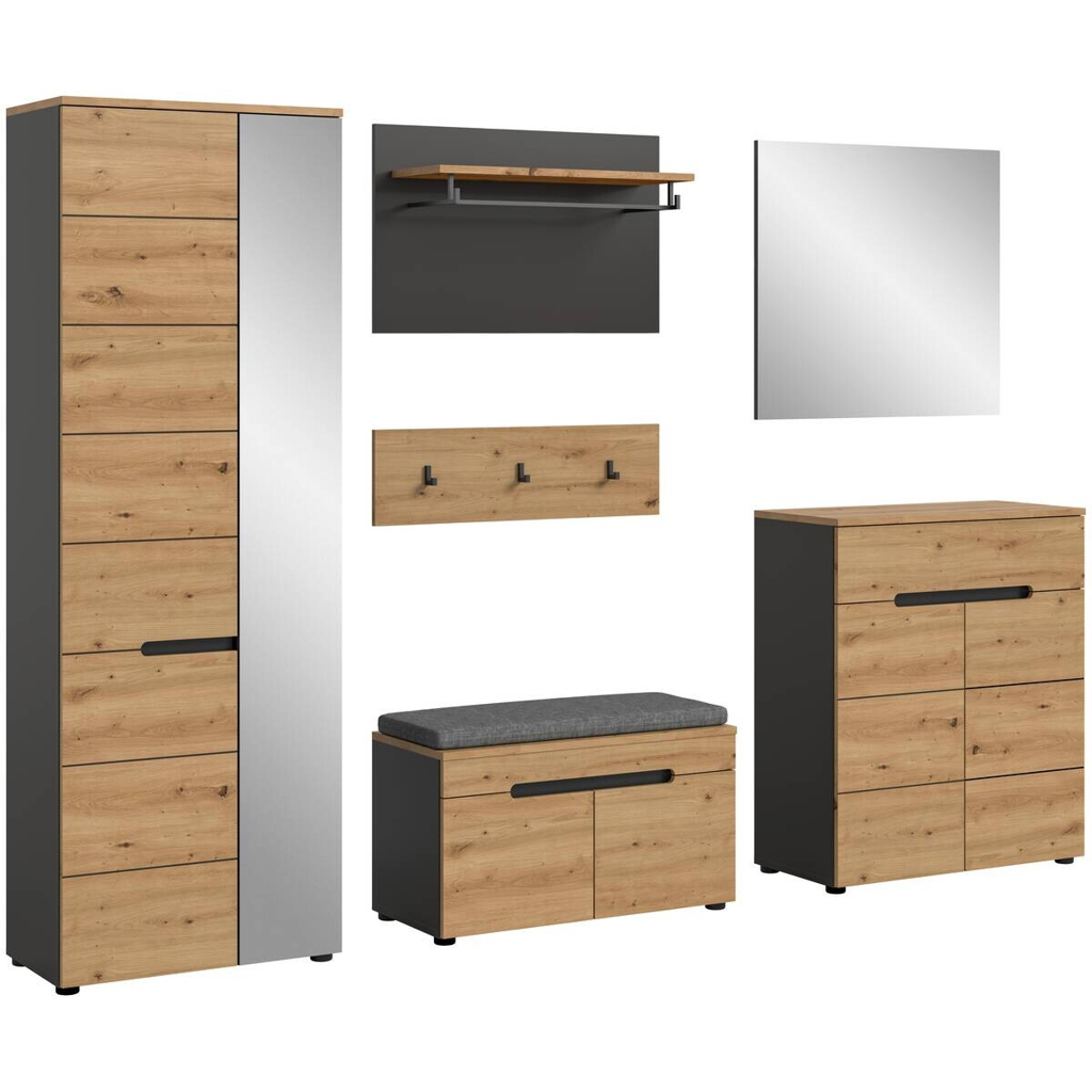 Garderobe Canu basaltgrau Nachbildung Artisan Nachbildung B/H/T: ca. 255x190x37 cm