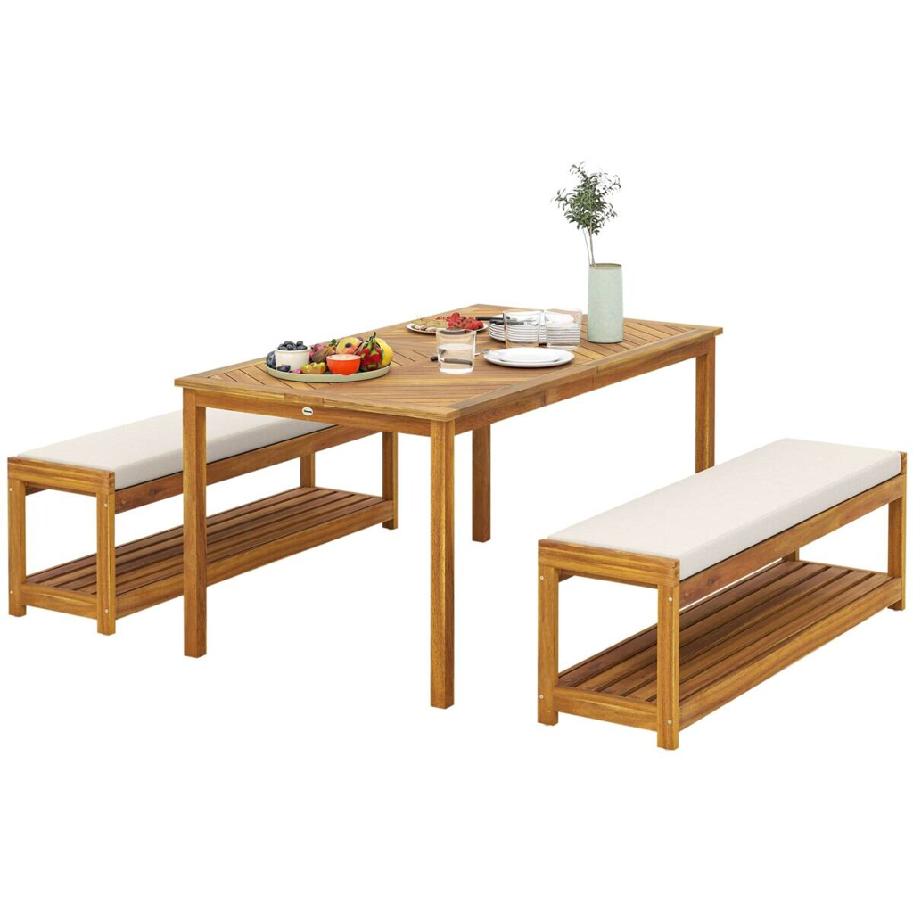 Outsunny Gartenmöbel-Set taupe Alteiche B/H/L: ca. 85x75x150 cm