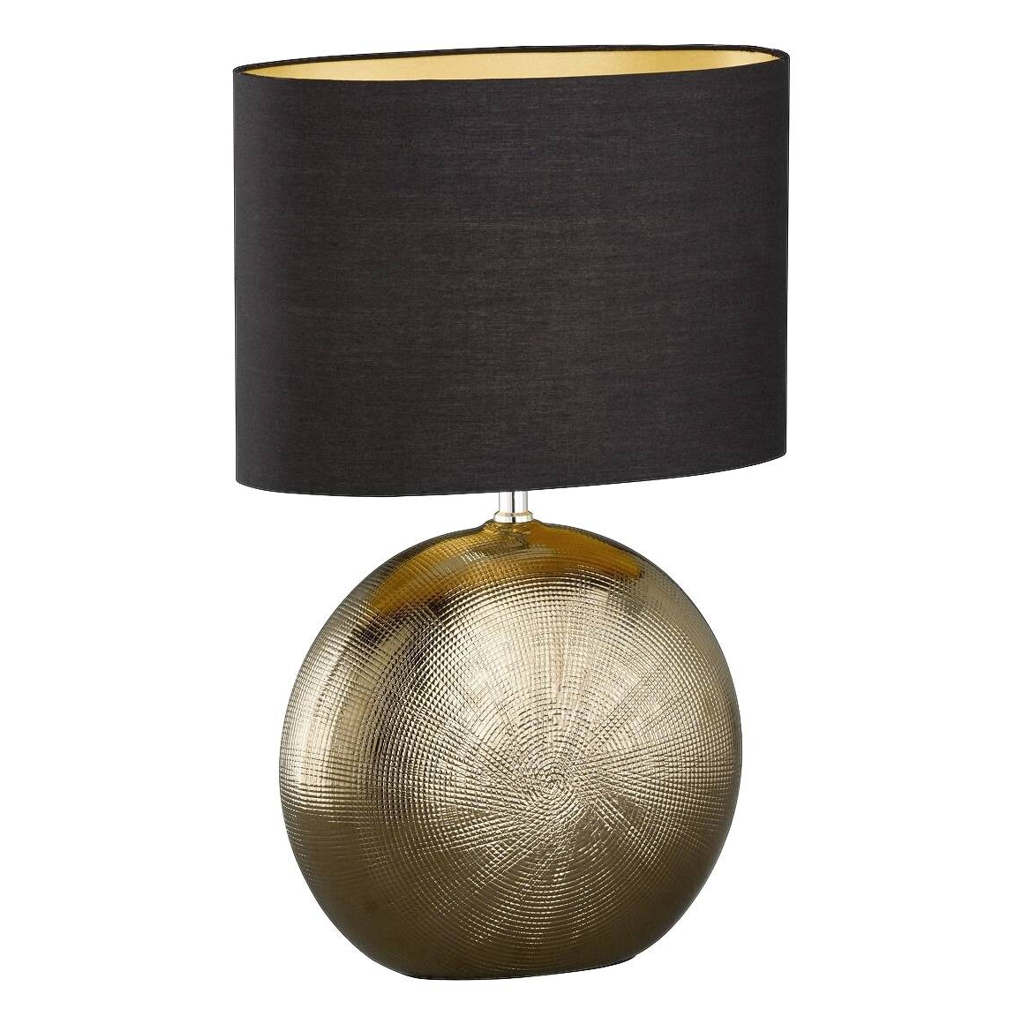 Fischer & Honsel Keramik-Tischleuchte 50556 Foro bronze schwarz Keramik Stoff E27 1 Brennstellen