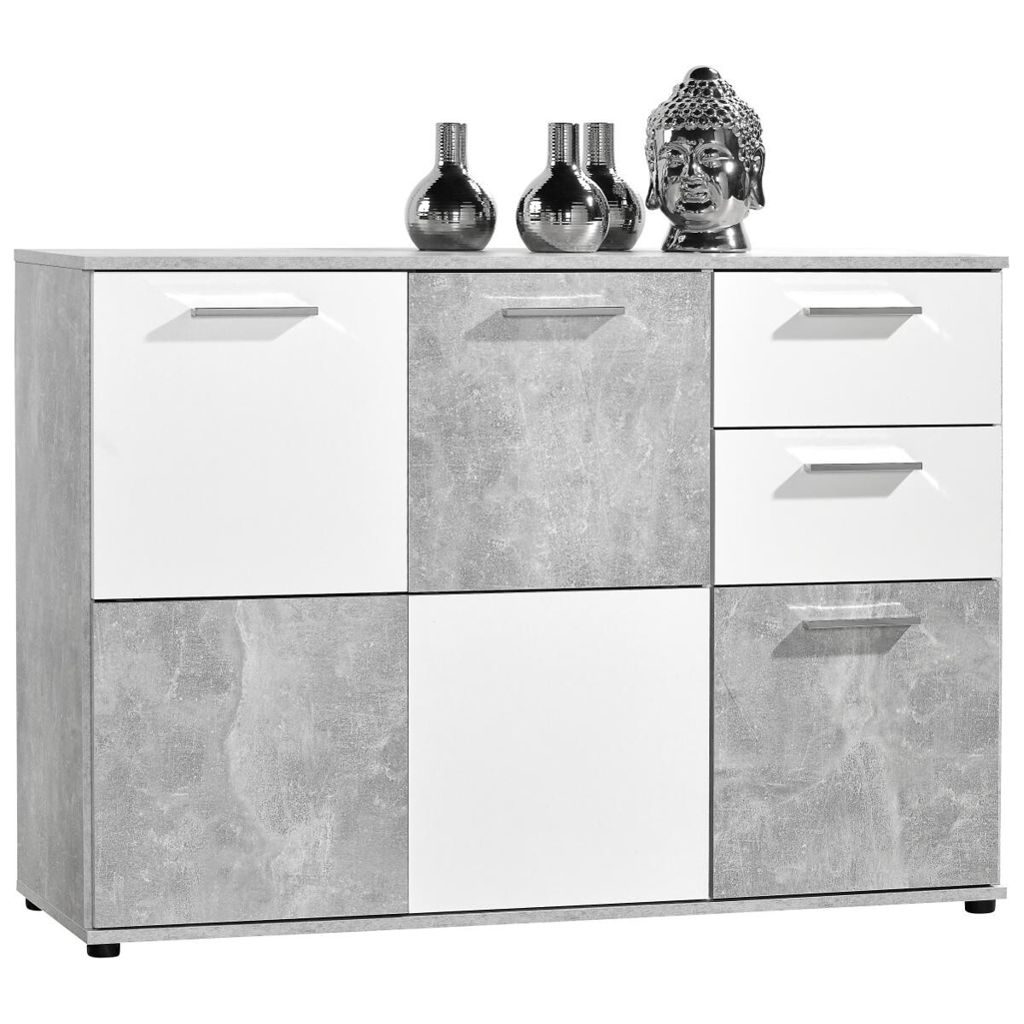 Kommode Zero Beton Optik weiß B/H/T: ca. 117x82x39 cm