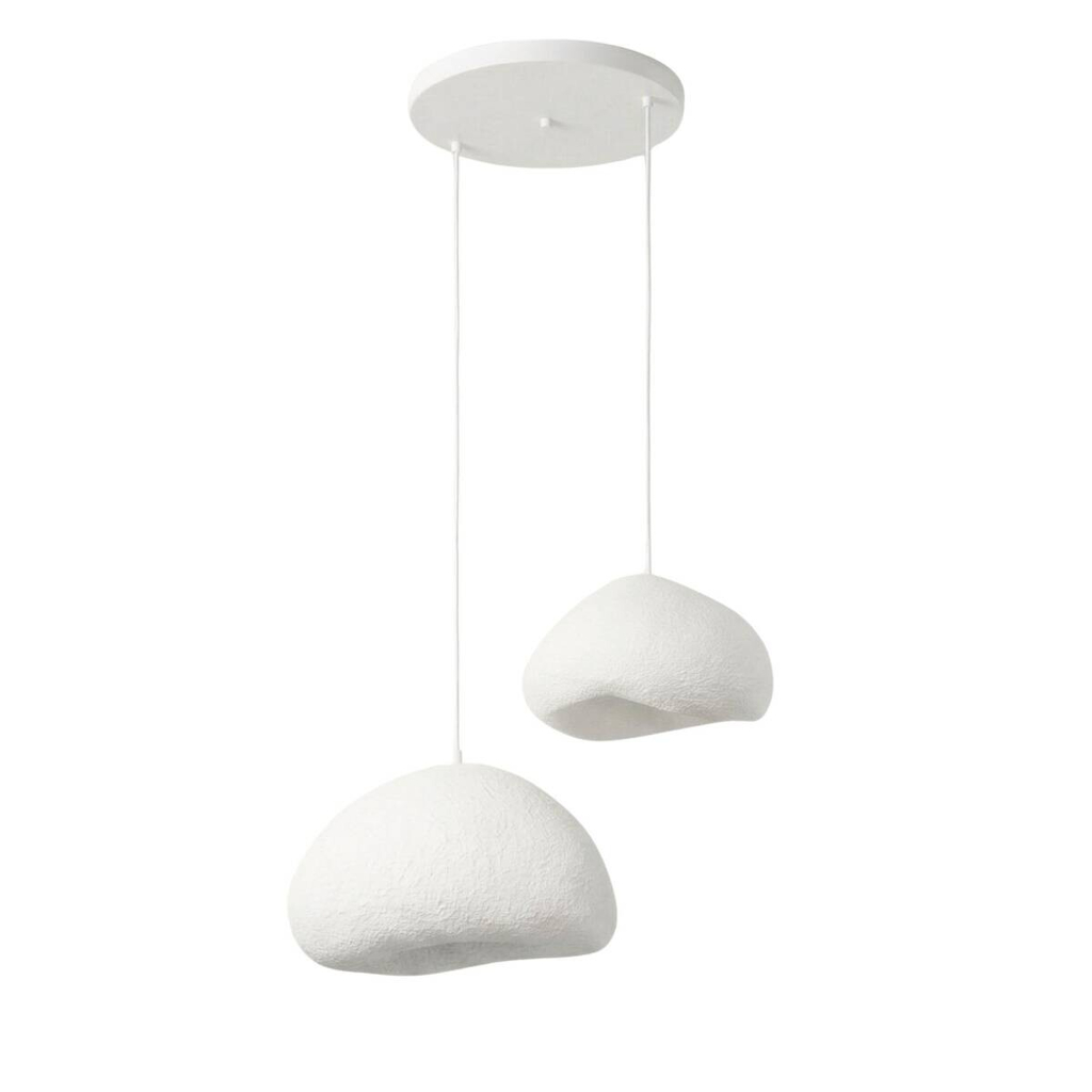 Opviq Pendelleuchte weiß Fiberglas Metall B/T/L: ca. 70x70x70 cm E27 2 Brennstellen