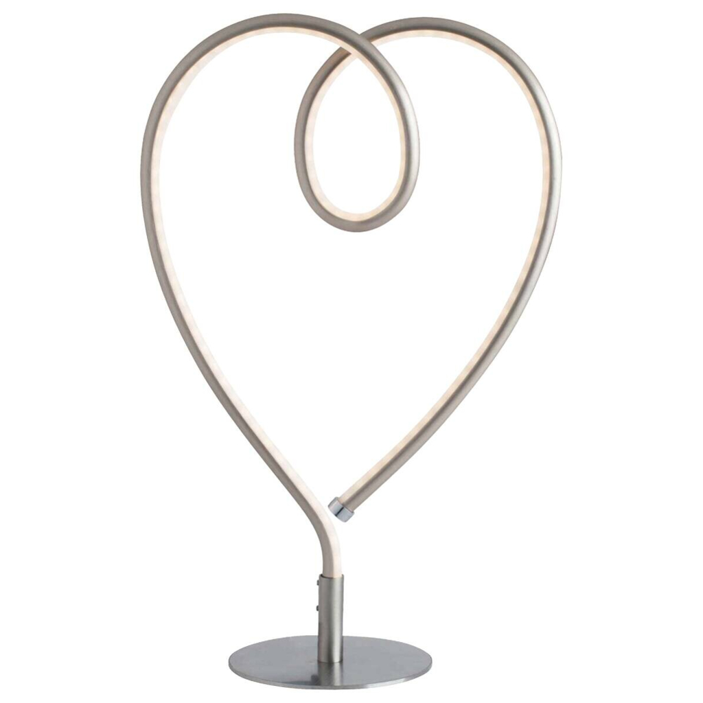 POCOline Tischleuchte Heart nickel matt weiß Metall Kunststoff B/H: ca. 24x40 cm