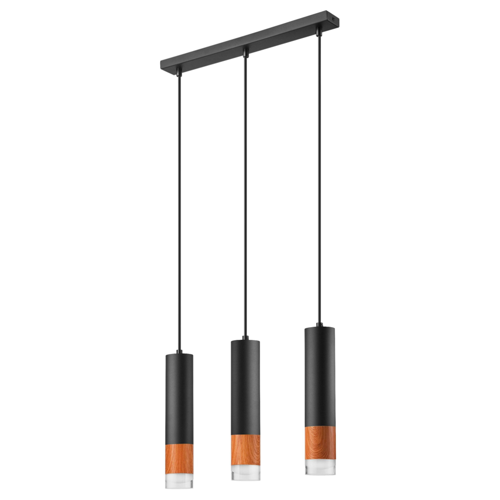 Lamkur Pendelleuchte schwarz Stahl Glas B/H/L: ca. 8x95x45 cm GU10 3 Brennstellen