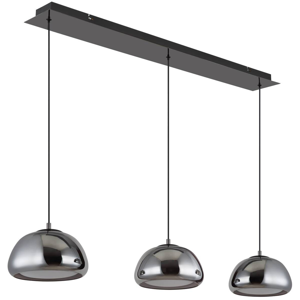 GLOBO Hängeleuchte Chrom schwarz Glas Metall B/H/L: ca. 36x21x101 cm