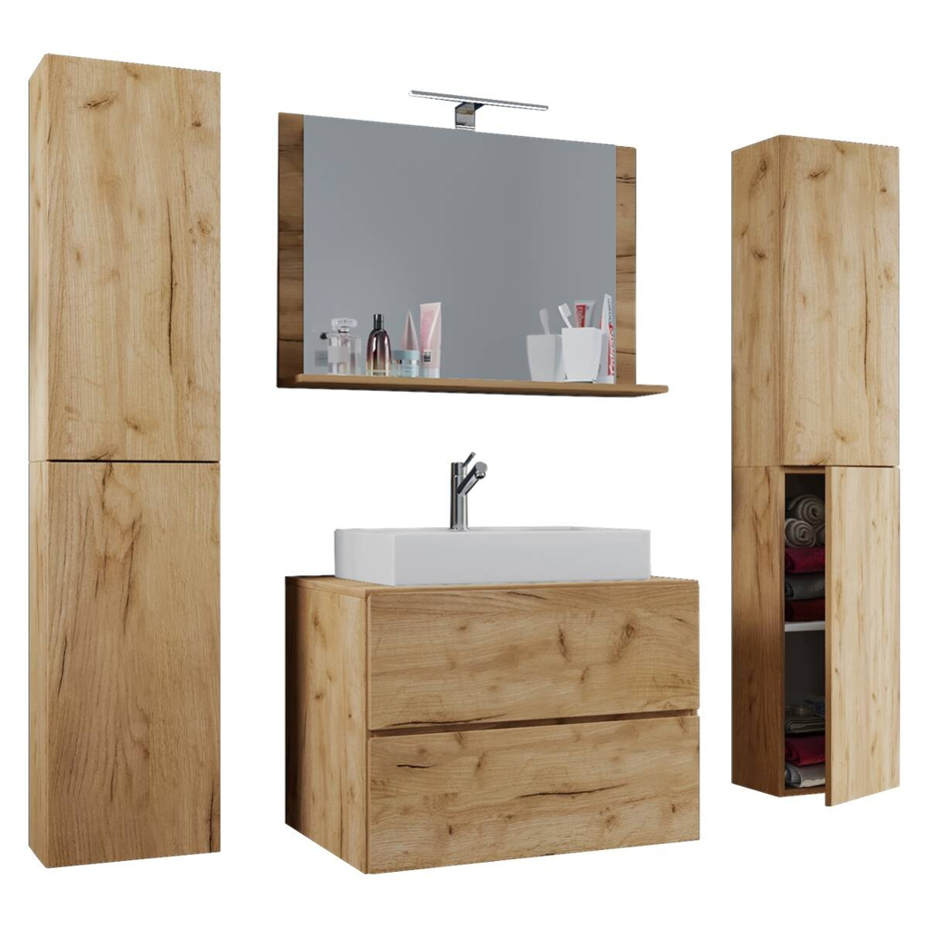 Waschplatz 5tlg-Lendas weiß Eiche Honig Nachbildung B/H/T: ca. 80x52x52 cm