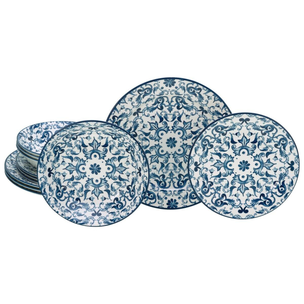 CreaTable Tafelservice Fresco blau Steingut 12 tlg.
