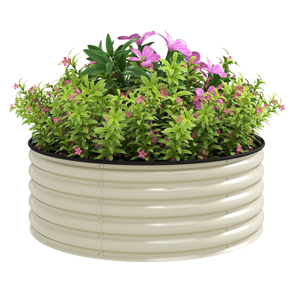 Outsunny Hochbeet cremeweiß Stahl B/H/L: ca. 120x43x120 cm