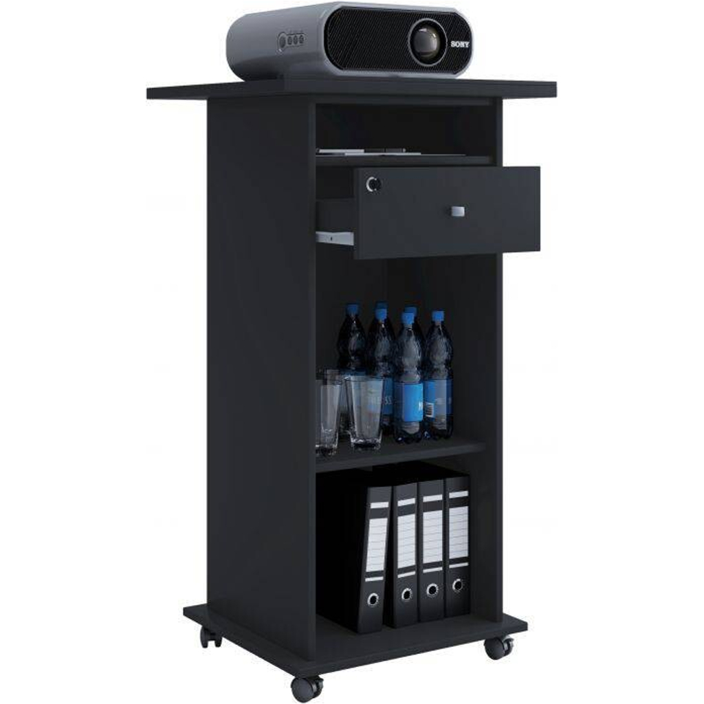VCM Beamer-Stand Rollwagen Schublade schwarz