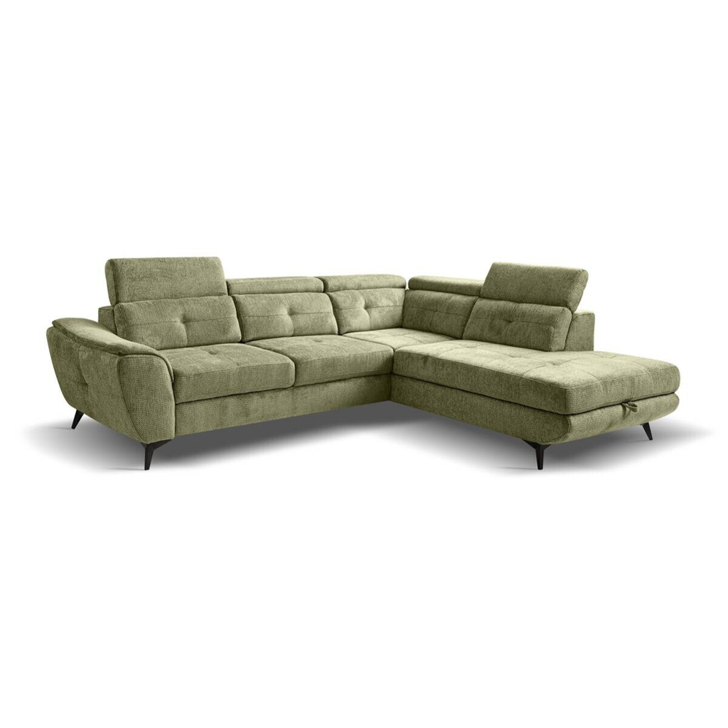 Ecksofa mit Bettfunktion und Bettkasten moosgrün Microfaser B/H/T: ca. 274x82x231 cm