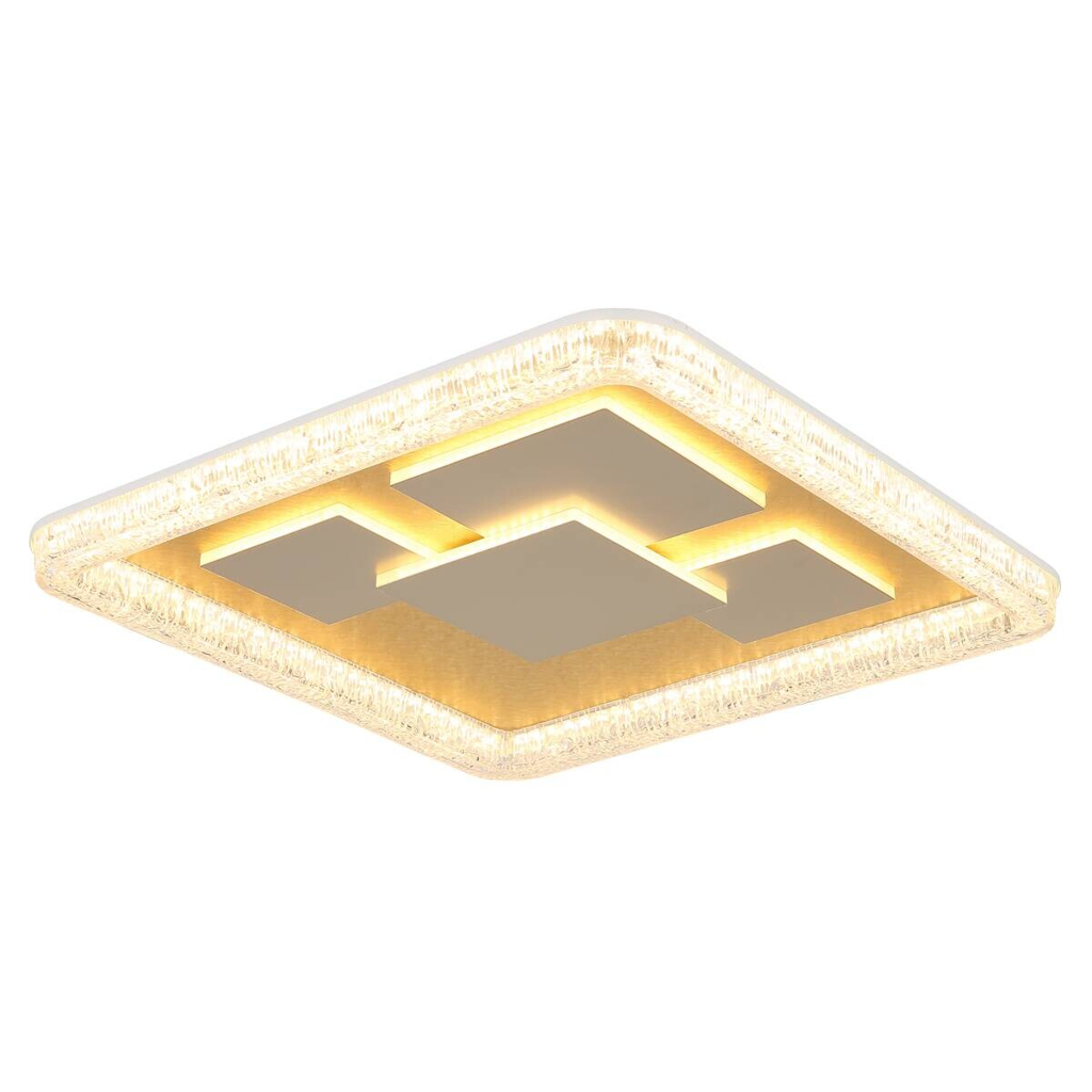 GLOBO LED-Deckenleuchte gold klar weiß Metall Kunststoff B/H/L: ca. 48,8x7x48,8 cm 1 Brennstellen