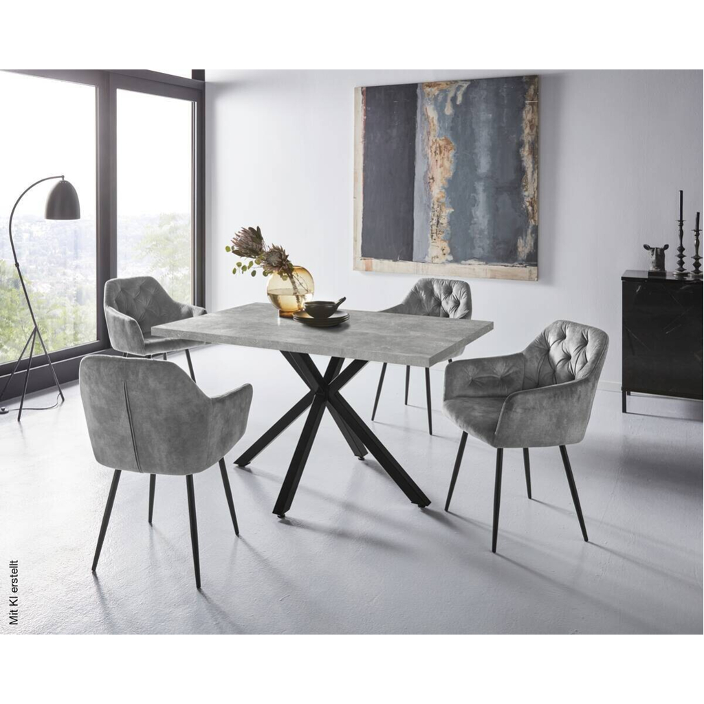 Essgruppe Cleo II grau Beton B/H/T: ca. 140x76x90 cm