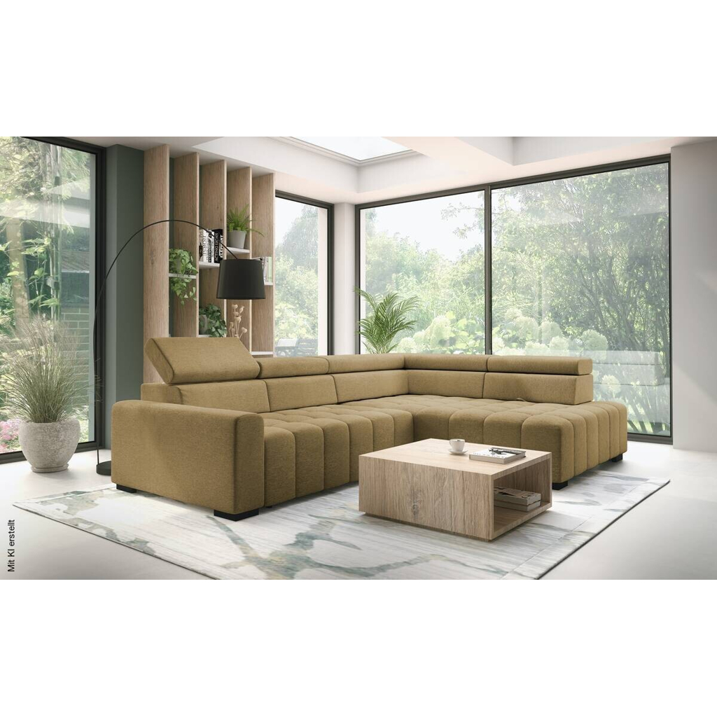 Ecksofa mit Bettfunktion senf Flachgewebe B/T: ca. 300x210 cm